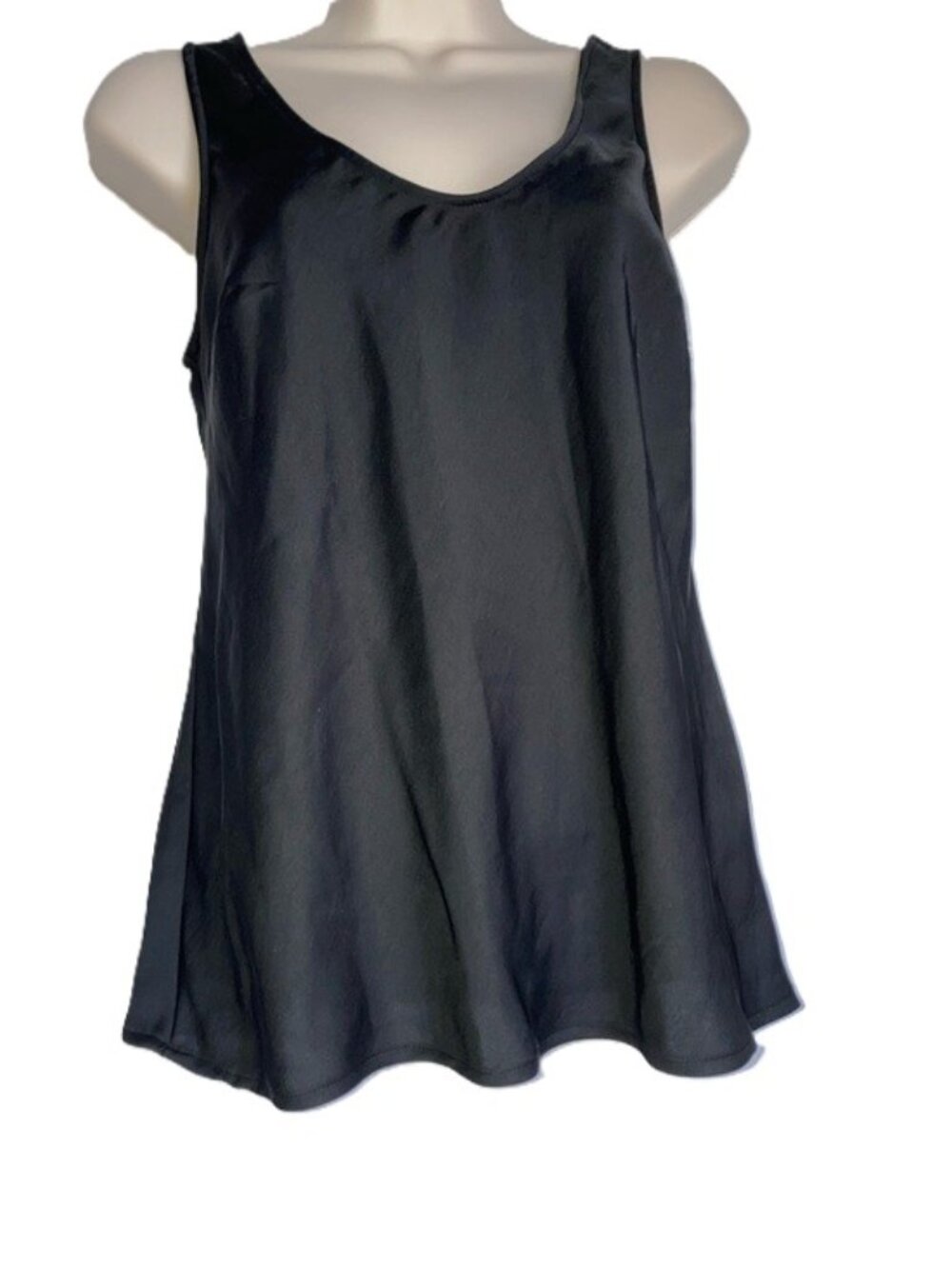 A NEW DAY Black Sleek Scoop Neck Satin Tank Top Women's Small